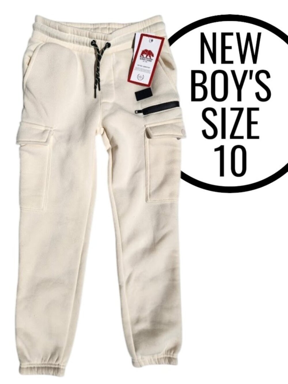 Ring of Fire BOYS SYLAS FLEECE CARGO JOGGERS Pants Sweatpants Size 10 Boys Off-W